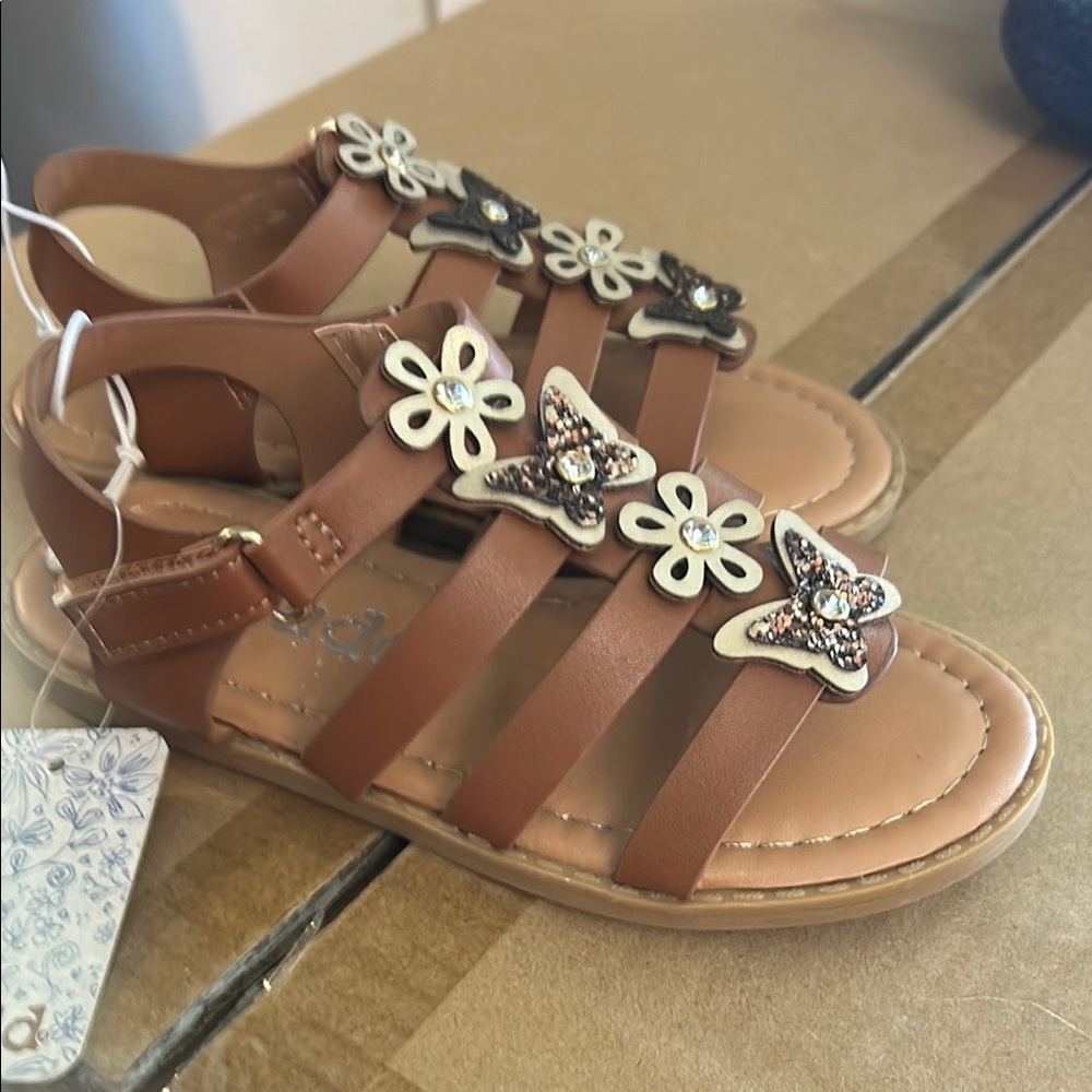 Mudd Brown Sandals with Floral Accents